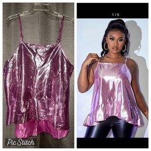 SHEIN SXY Plus Ruffle Hem Metallic Cami Top